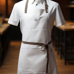 creative mockup clean blank white chef apron photographed with uniform collection design