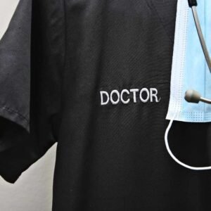 doctor s scrubs stethoscope face mask
